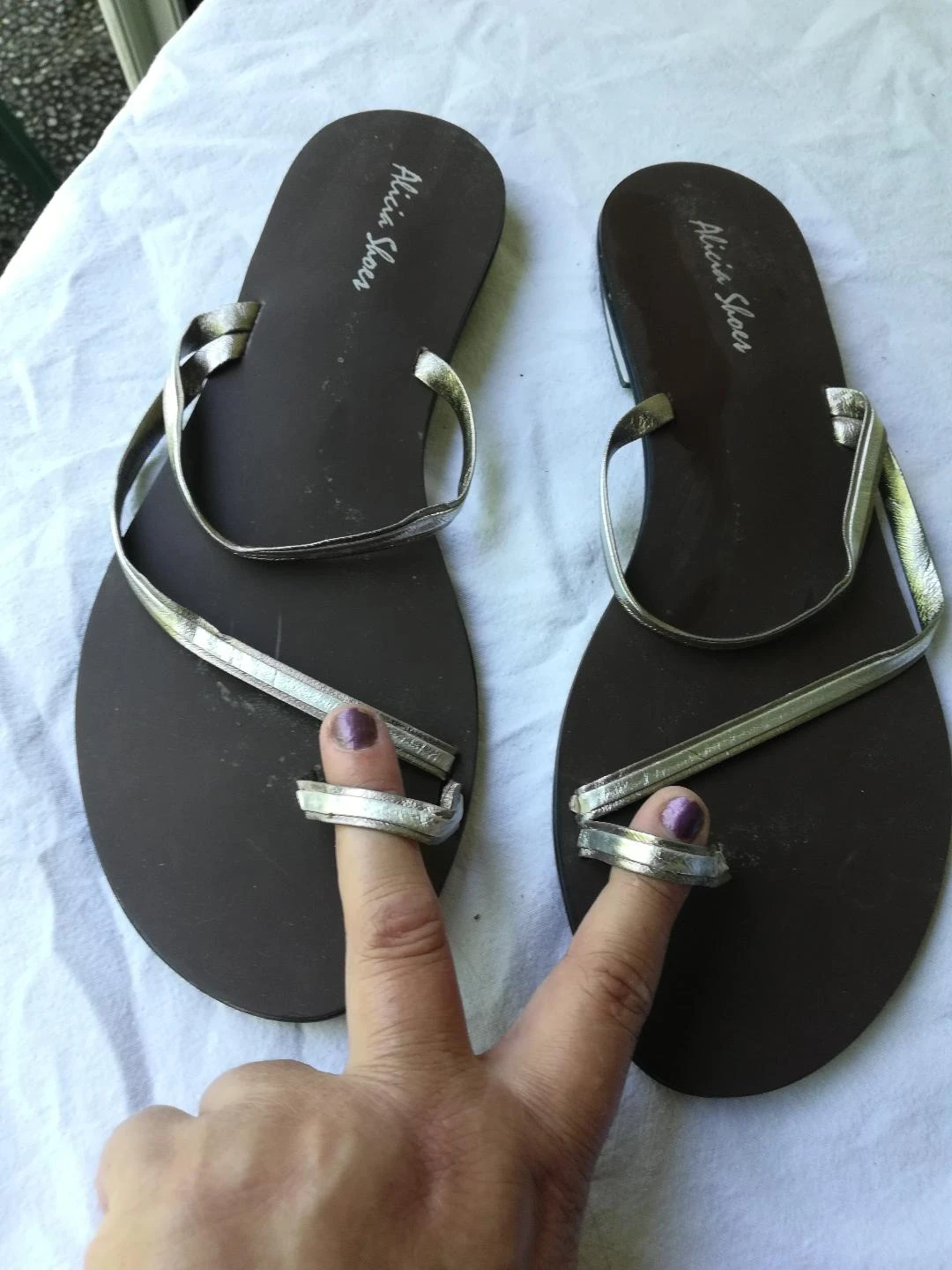 Zilveren teenslippers maat 39 – photo 3